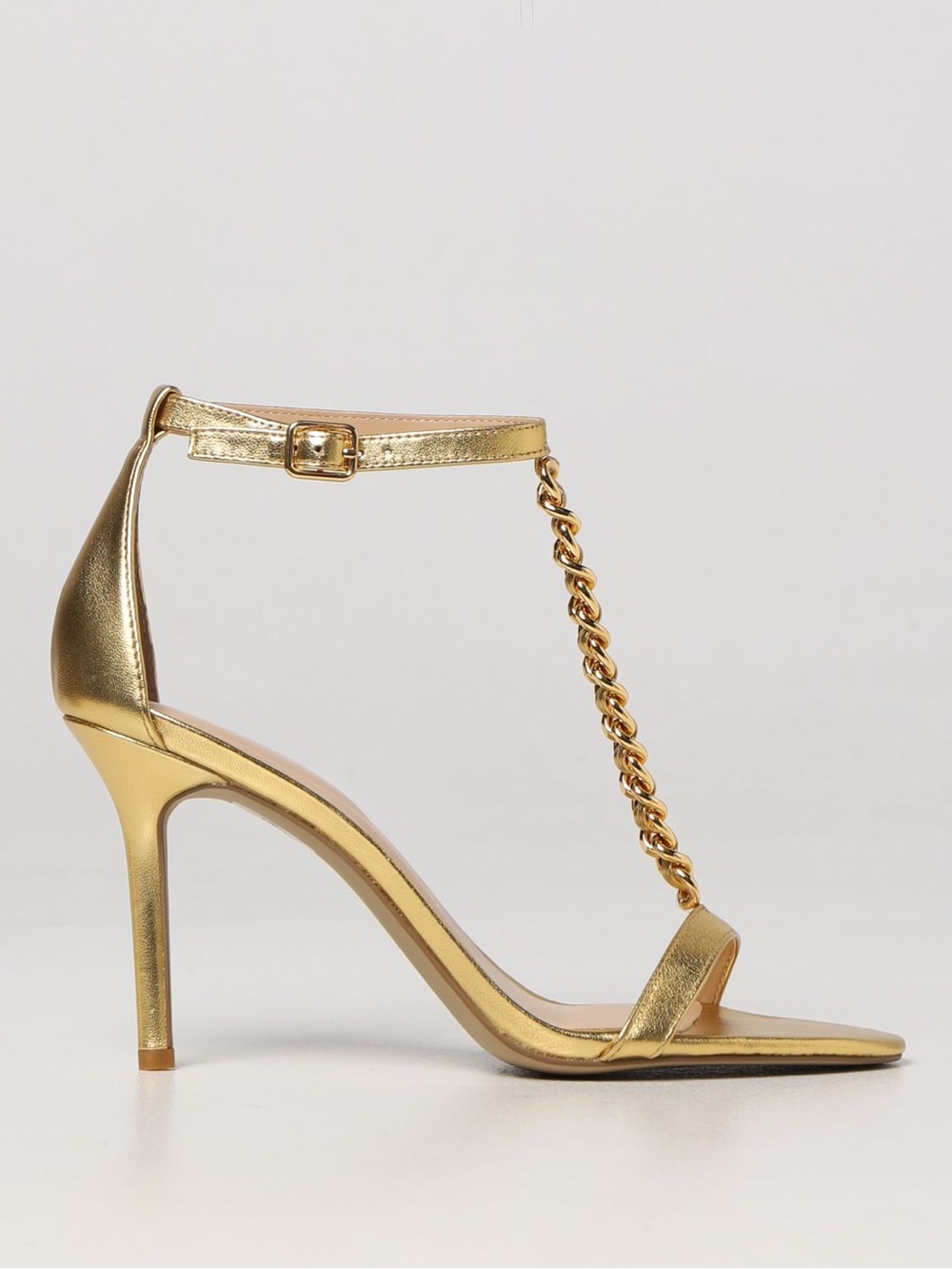 LAUREN RALPH LAUREN KATE NAPPA LEATHER GOLD CHAIN SANDALS 5.5